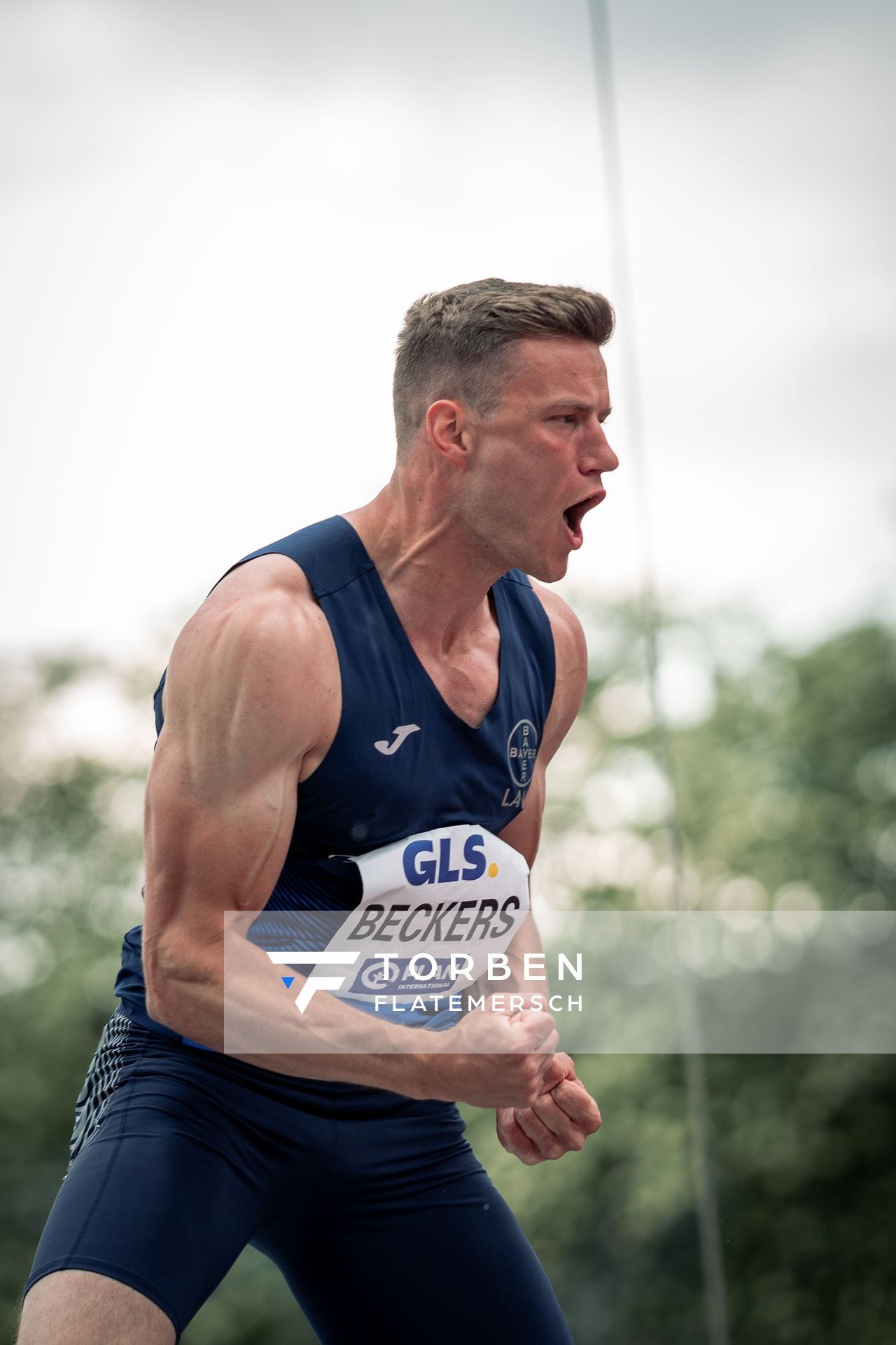 Nico Beckers (LAV Bayer Uerdingen/Dormagen) freut sich beim Hochsprung am 07.05.2022 beim Stadtwerke Ratingen Mehrkampf-Meeting 2022 in Ratingen